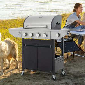 Parrilla de Gas Propano de Acero Inoxidable de 4 Quemadores, 46,500 BTU, para Exteriores, Patio, Jardín, Barbacoa - Product Image 1