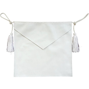 Entered Apprentice Blue Lodge <b>Apron</b> All <b>White</b> Leather with Cords Premium Masonic Regalia Adjustable Belt Ceremonial Regalia - Product Image 1