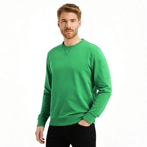 Sudadera Personalizada para Hombre, Cuello Redondo, Color Verde Brillante, Manga Larga, Informal, de Algodón, Felpa Deportiva, para Entrenamiento - Product Image 1