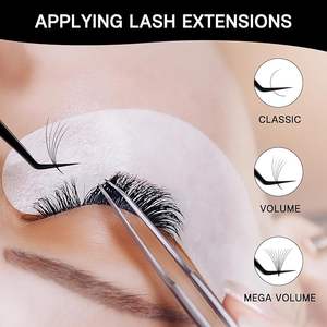 Pinzas para Pestañas Curvas y Rectas Disponibles, Pinzas de Acero Inoxidable para Belleza, Pinzas Extensibles para Volumen con Peine, Extensión de Pestañas - Product Image 3