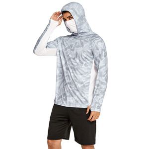 Fournisseur en gros de sweats à capuche de pêche personnalisés pour hommes UPF 50+ avec masque intégré, unisexes, confortables et offrant une protection solaire - Product Image 3