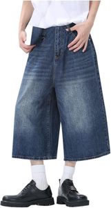 Pantalones Cortos Vaqueros Transpirables de Color Azul Claro Personalizables, Estilo Vintage, de Pierna Ancha, Cintura Media, para Uso Diario en Verano - Product Image 3