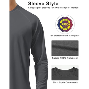 เสื้อแรชการ์ดแขนยาวป้องกันรังสียูวีสำหรับผู้ชาย แพ็คคู่ สีเทาชาร์โคล แห้งเร็ว กระชับรูปทรง เหมาะสำหรับว่ายน้ำ - Product Image 5
