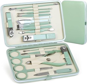 Mint Green Stainless Steel Manicure <b>Kit</b> With <b>Nail</b> Clippers And Tools In Portable Case For Adults Professional <b>Nail</b> Care Set - Product Image 1