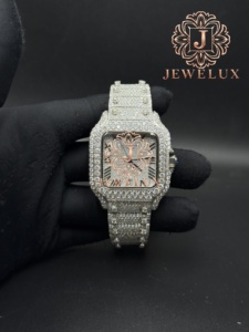 Montre Hip Hop en Moissanite et Diamants, Acier Inoxydable, Luxe, pour Hommes, avec Logo Personnalisé Disponible à Prix Abordable - Product Image 5