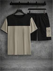 เสื้อยืดและกางเกงขาสั้นคาร์โก้สไตล์สตรีทแวร์คลาสสิก คอลเลคชั่นใหม่ สีและลายพิมพ์ตามสั่ง เสื้อผ้าผู้ชาย ชุดเซ็ต 2 ชิ้น ผ้าฝ้าย - Product Image 2