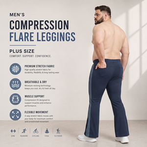 Men's Plus Size Compression <b>Flare</b> Leggings Breathable Quick Dry Yoga Pants Low Waist Drawstring Sports Trouser Men Gym Legging - Product Image 3