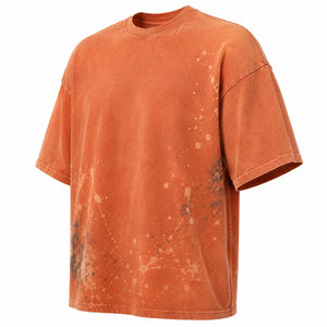 T-shirt élégant décontracté effet délavé avec col rond confortable et tissu en coton léger - Product Image 1
