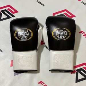 No Boxing No Life, gants de boxe en cuir véritable, entièrement noirs, sur mesure, à lacets, séchage rapide, pour le sparring et les arts martiaux mixtes. - Product Image 2