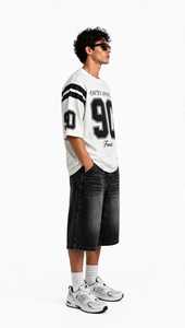 T-shirt blanc surdimensionné pour homme ONETEN APPAREL avec imprimé noir 90, manches courtes, jersey décontracté en coton respirant, col rond - Product Image 4