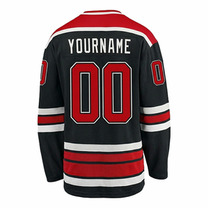 Camiseta de Hockey sobre Hielo Personalizada para Hombre, Cuello Redondo, Manga Larga, Impresión Sublimada, Transpirable, Absorbe la Humedad, 100% Poliéster, Negro, Rojo, Blanco - Product Image 2