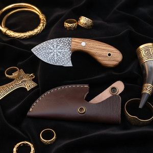 Cuchillo de Hoja Fija Estilo Vikingo Tradicional, Forjado a Mano, Hoja Grabada Estilo Vikingo, Cuchillo de Bolsillo EDC, Elegante Cuchillo de Camping - Product Image 5