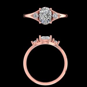 Élégante bague de fiançailles de luxe en or rose 18 carats avec diamant de laboratoire de 1,68 carat, autres coupes, accents de bijoux de mariage, cadeau en or - Product Image 2