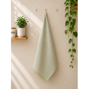 Essuie-tout de cuisine en lin orange rouille |   Essuie-tout décoratif uni avec bordure à motif grec |   Serviette de toilette réutilisable - Product Image 4
