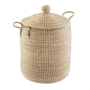 Cesta de almacenamiento de algas marinas blancas con tapa, cesta de almacenamiento hecha a mano, venta al por mayor, ecológica, hecha en Vietnam - Product Image 6