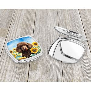 Chocolat Caniche Tournesols Compact Pliant Miroir De Maquillage De Voyage Cadeau pour Femmes et Filles - Product Image 3