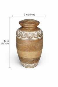 Urne funéraire artisanale de luxe en bois de manguier naturel, écologique et durable, de style européen et américain, pour les salons funéraires - Product Image 2