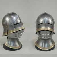 Casque Sallet Médiéval Allemand Poli à la Main avec Visière en Soufflet, Armure de Chevalier en Fer, Antique, pour Reconstitutions Historiques et Objets de Collection