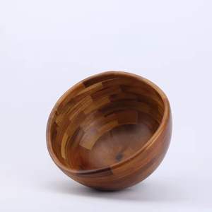 Ensaladera Grande de Madera, Tazón para Servir de Madera Natural con Diseño de Patchwork, Ecológico, para Cocina, Comedor, Frutas, Vajilla Hecha a Mano - Product Image 4