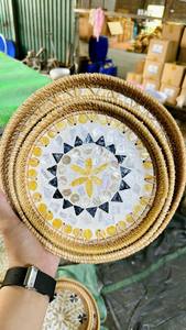 Plateau de service en laque tissé à la main avec incrustation de nacre |   Boîte de rangement multifonctionnelle écologique pour bureau et salle de bain (noir) - Product Image 4