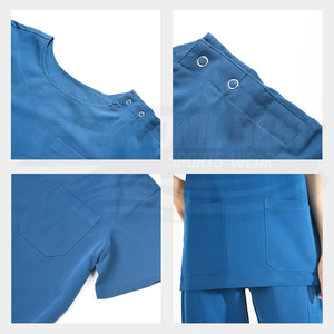 Ensemble de blouses médicales bleues pour femmes, en coton et polyester, avec poches, pour le personnel médical, très demandé. - Product Image 4