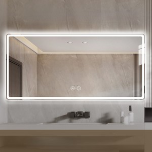 Cermin kamar mandi khusus hotel mewah cermin pintar LED sakelar sentuh anti-kabut persegi panjang - Product Image 3