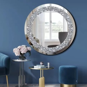 Luxury <b>Crystal</b> Diamond Wall <b>Mirror</b> Silver Decorative Living Room Bedroom Bathroom Home Decor REHMAN CRAFT Handmade Contemporary - Product Image 1