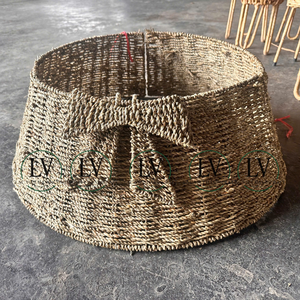 Collar de árbol de Navidad redondo de junco marino con lazo, cesta plegable para árbol, novedad para Navidad 2026 de Vietnam - Product Image 2