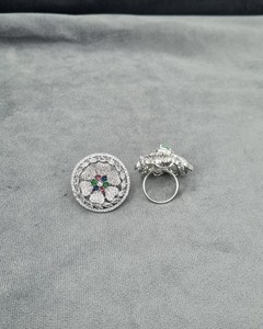Anillo Ajustable con Racimo de Flores y Diamantes Americanos para Mujer, Ideal para Recepciones y Fiestas Nocturnas, Fabricante de Anillos - Product Image 3