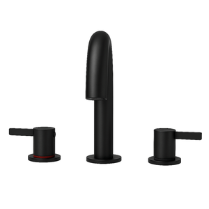 Robinet de lavabo noir mat de 8 pouces à double poignée, design 3 trous avec bec orientable à 360 degrés et siphon escamotable pour lavabo - Product Image 2