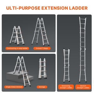 Échelle d'extension télescopique à cadre en A de 13 pieds multifonctionnelle pour la maison et les devoirs - Product Image 4