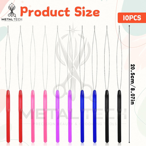 Colorful Hair Extension Loop <b>Needle</b> Wire <b>Threader</b> Pulling Hook Set for Micro Link Ring Beads Application Wholesale Pack - Product Image 2