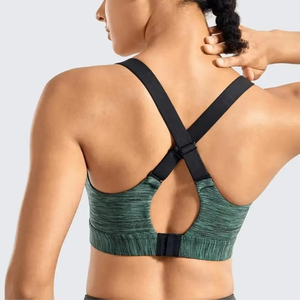 Soutien-gorge de sport sans couture ODM pour femme, noir avec imprimé contrastant, soutien-gorge d'entraînement à maintien élevé, vêtements de fitness, vente en gros d'usine - Product Image 5