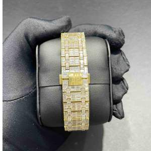 Montre de luxe en or blanc 20 mm, style hip-hop, avec diamants incolores de laboratoire de haute qualité, mouvement automatique ou mécanique, style affaires, sertie DEF - Product Image 6