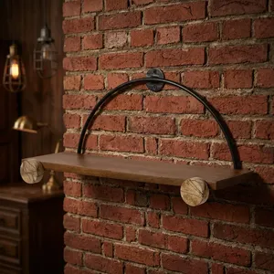 <b>Wall</b> Mounted Metal Wood <b>Shelf</b> Decorative <b>Floating</b> Storage Rack Display <b>Shelf</b> for Home Entryway - Product Image 5