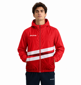 Custom <b>Men</b>’s Windbreaker Red <b>Jacket</b> Set Lightweight Hooded <b>Running</b> Sportswear Sublimation Training Jogging Tracksuit OEM - Product Image 1