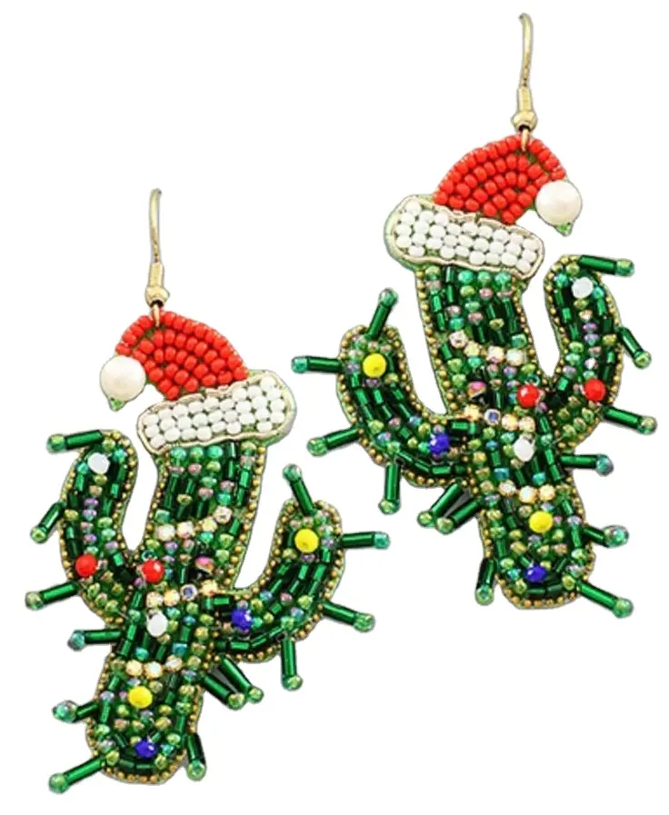 christmas cactus earrings