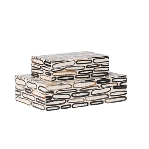 กล่องประดับแบบฝังทำจากเรซินพร้อมดีไซน์ลายทางมีสไตล์สำหรับตกแต่งบ้านและโซลูชันการจัดเก็บที่หรูหรา - Product Image 1