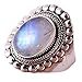 Rainbow Moonstone Statement Ring 925 Sterling Silver Handmade Boho June Birthstone Jewelry Rhodium Perfect Gift for Her Birthday - Product Image 4