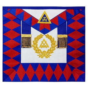 Tablier maçonnique Royal Arch à carreaux bleus et rouges, brodé, décoré d'une chaîne dorée, avec badge personnalisé à coudre, application pour vêtement - Product Image 6