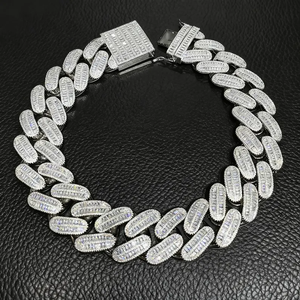 Chaîne cubaine Hip Hop en argent 925 de 20 mm, sertie de pierres, livraison rapide, design unique, personnalisable, certificat GRA, colliers en moissanite - Product Image 3