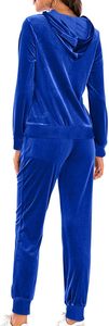 Ensemble de survêtement en velours premium pour femmes, deux pièces, sweat à capuche à fermeture éclair à manches longues et pantalon assorti, tenue décontractée d'hiver - Product Image 6