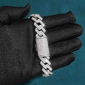 Luxury 925 Silver Chain Link <b>Bracelet</b> Baguette Diamond Geometric Design Unisex Everyday Wear - Product Image 2