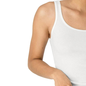 <b>Women's</b> <b>White</b> Knitted <b>Tank</b> <b>Top</b> Scoop Neck Sleeveless Regular Length 100% Cotton Breathable Casual Style - Product Image 2