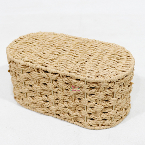 Oval Rattan Storage <b>Basket</b> Handcrafted Eco-Friendly Multi-Purpose Organizer for Bathroom and Home Use - Product Image 4