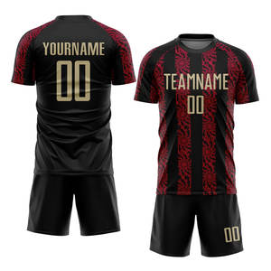 Uniforme de Fútbol Personalizado Sublimado en Negro, Dorado y Rojo Vegas, Jersey de Calidad Profesional, Equipación de Fútbol Transpirable - Product Image 2