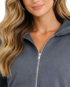 Sudadera con capucha corta para mujer, color gris carbón, de algodón y forro polar, corte ajustado, estilo casual, ligera, para mujer - Product Image 5