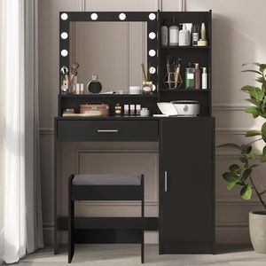 Specchio da Toeletta con Luce a Tre Modalità di Illuminazione, Luminosità Regolabile, Grande Cassetto e Tre Livelli di Stoccaggio per Camera da Letto - Product Image 2