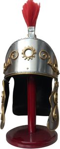 Casco de Caballero Imperial Romano de Acero, Armadura Medieval Antigua para Reenactamiento y Coleccionistas, Acabado Plateado - Product Image 6
