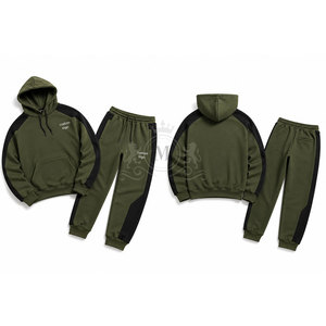 Conjunto Deportivo Unisex con Capucha y Bloques de Color, 100% Algodón, 450 g/m², Sudadera Casual con Bolsillos y Cordón Ajustable - Product Image 3